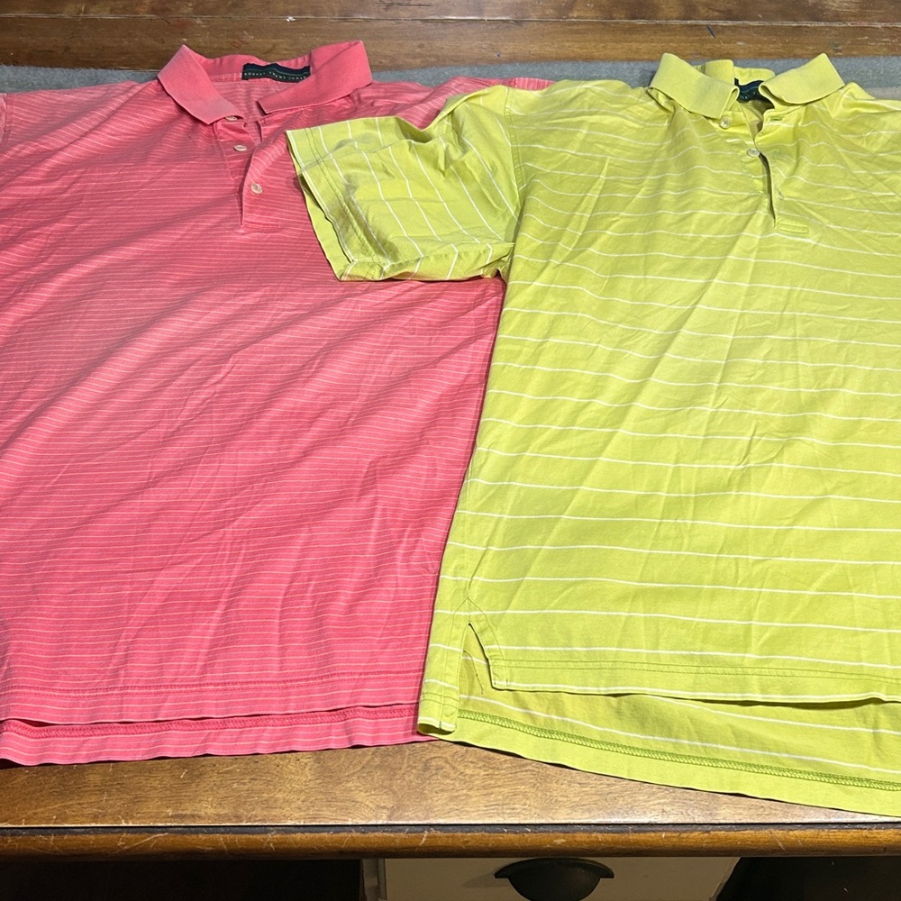 Robert Trent Jones Striped Golf Shirts SIze Large- Blackstone- Lot of 2